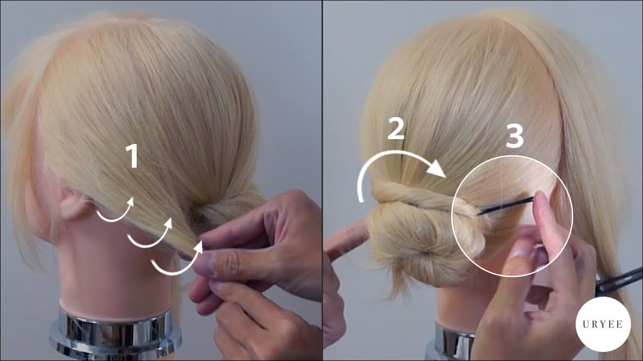 コテなし ヘアアレンジ ねじりアップヘア やり方